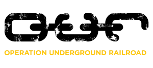 The image features the logo of Operation Underground Railroad (O.U.R.), which includes the organization's name in bold letters. logo on footer section. Link to external website.