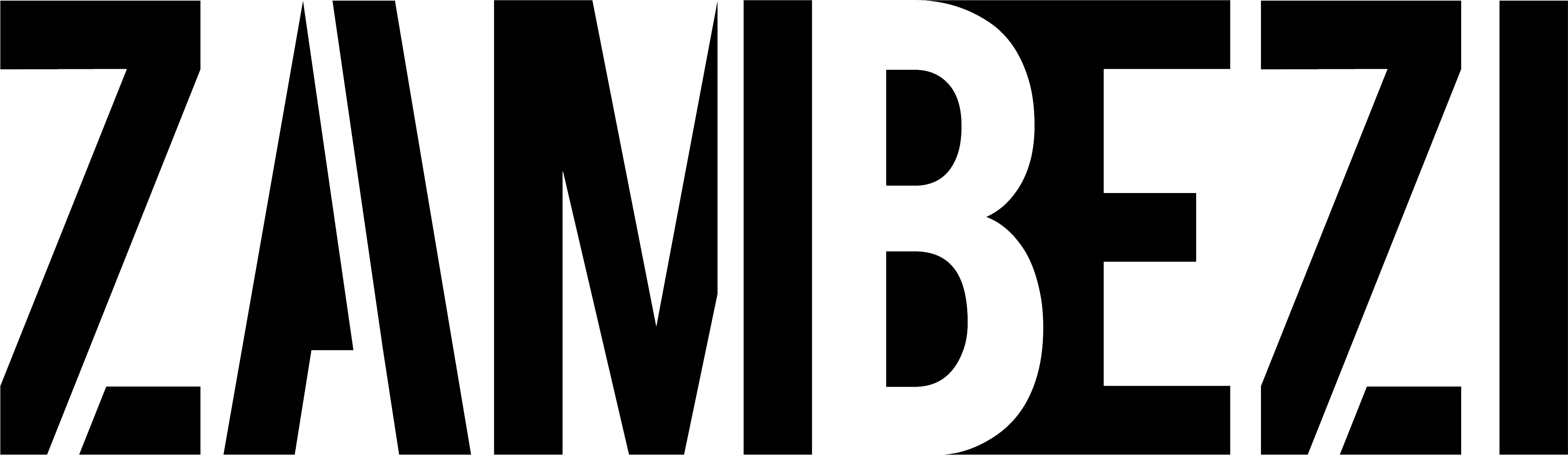 The image contains the word "ZAMBEZI" in bold, black letters. logo on footer section. Link to external website.