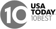 The image features a "USA Today 10Best" logo with the number 10 inside a partially darkened circle to the left.